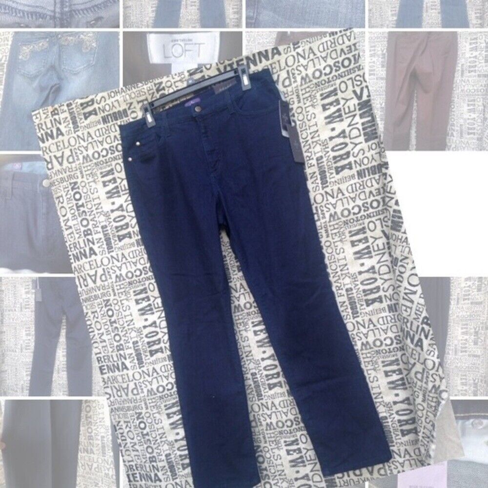 NY DJ women's jeans size 14 dark navy blue high rise stretchy